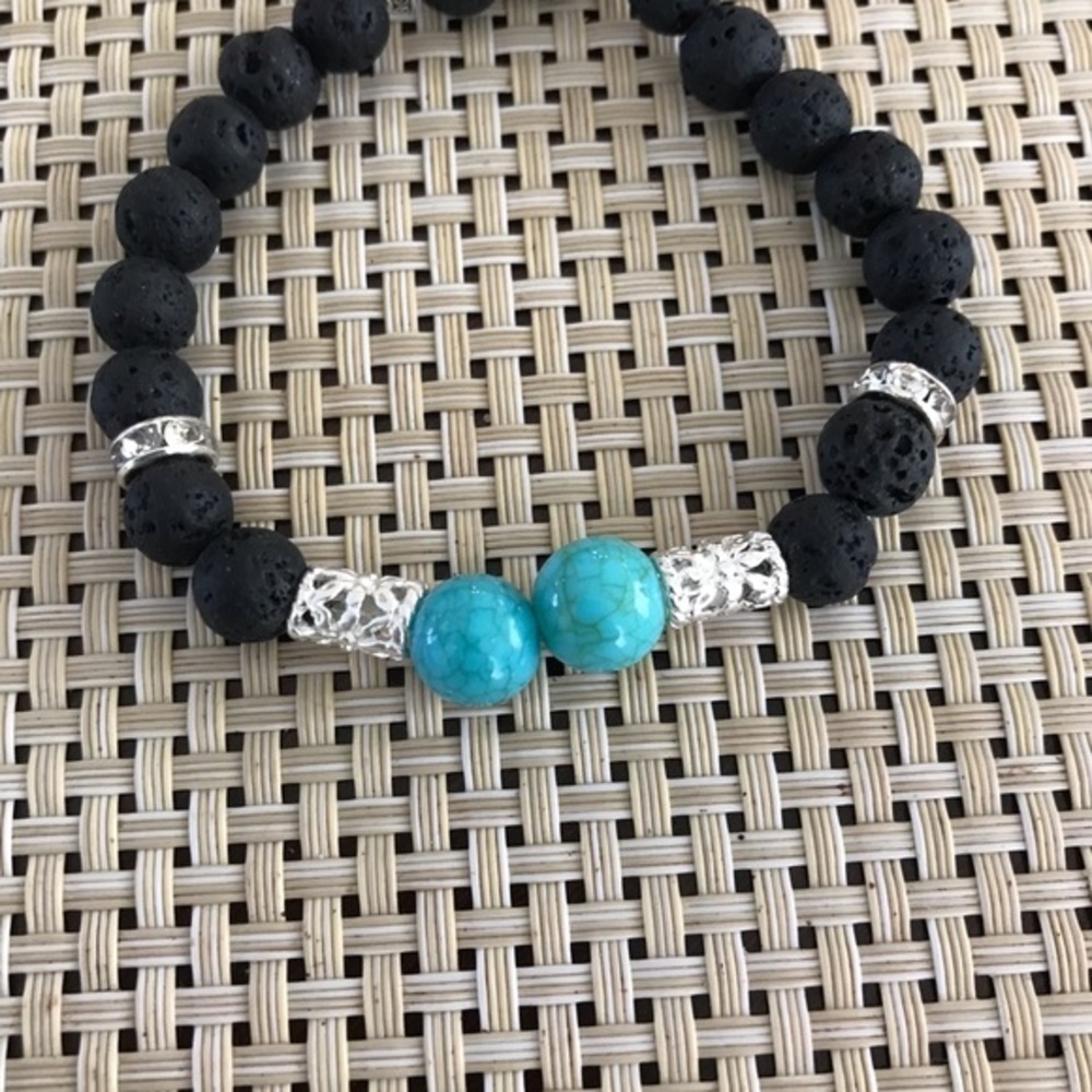 Handmade Turquoise and Lava bracelet ( Reduced)‎